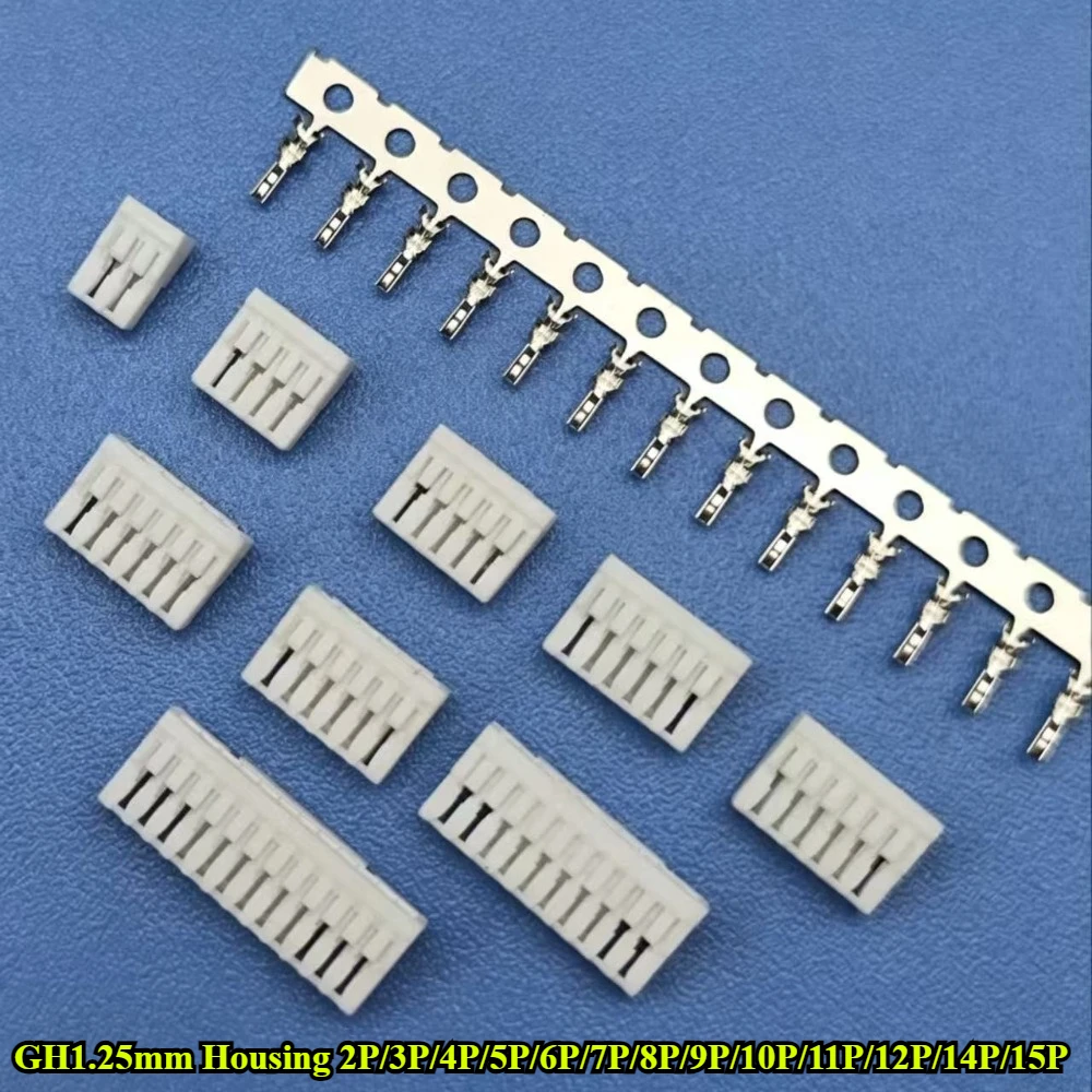 GH1.25mm With Lock Buckle Housing 2P/3P/4P/5P/6P/7P/8P/9P/10P/11P/12P/14P/15P 1.25mm Pitch Plastic Shell Terminal Connector