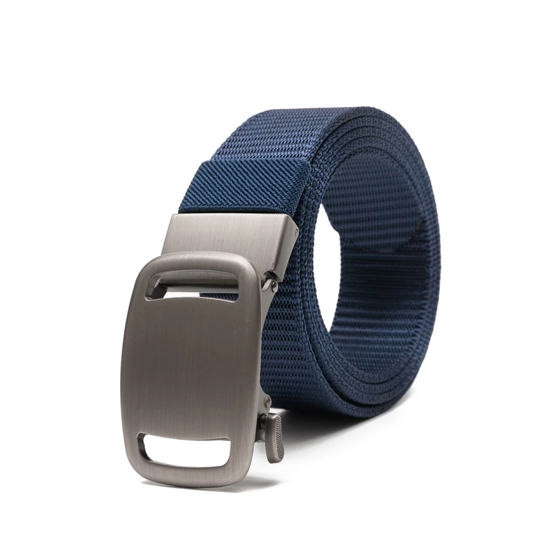 

Men's Blue Belt 115 Cm Toothless Automatic Buckle Canvas Belt Men Women Four Seasons Pants Belt Non Perforated Pants Waistband