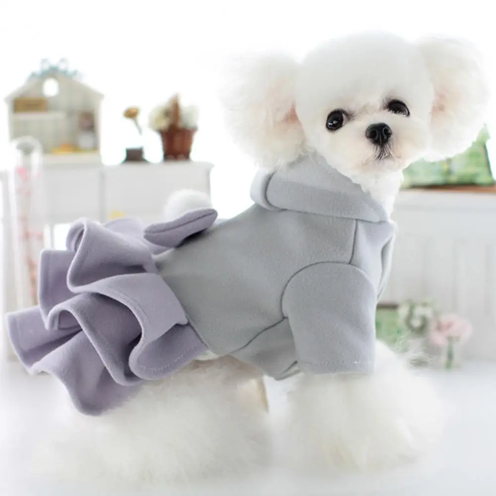 Easy to Put on Dog Clothes Pet Dress with Multi-layer Skirt Stylish Multi-layer Pet Dress with Bow-tie Ball for Small for Autumn