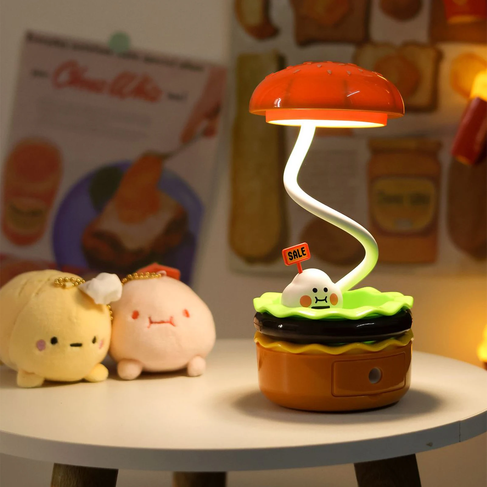 Lampada da tavolo a LED a forma di Hamburger con temperamatite lampada da tavolo da lettura regalo di compleanno per neonati bambini ragazze ragazzi