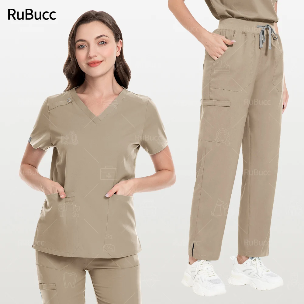 

Medical Uniform Tops+pants Surgery Scrub Work Clothes Short Sleeve Pet Clinic Doctor Nursing Uniform Set Women Surgical Workwear