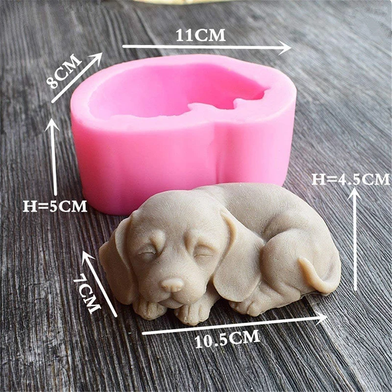 3D Dog Silicone Mold For Candle Soap Making Supplies Puppy Animal Wax Melts Fondant DIY Art Craft Cake Home Decoration Tools