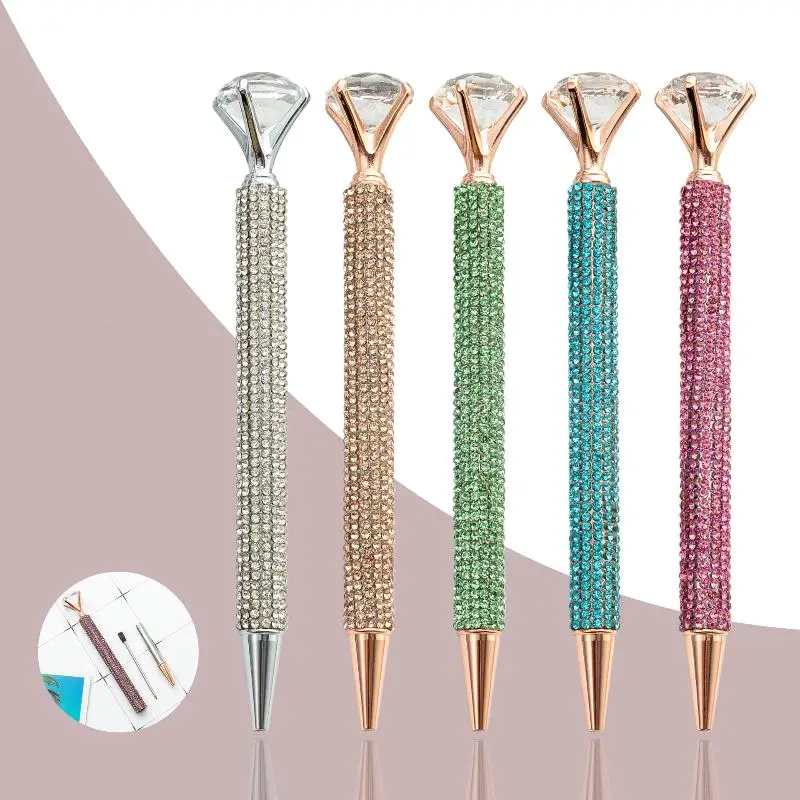 [COA]2/5Pcs Perfect Ballpoint Pen With Big Crystal Top Rhinestone Bling Body Office School Wedding Gifts For Women[COA]