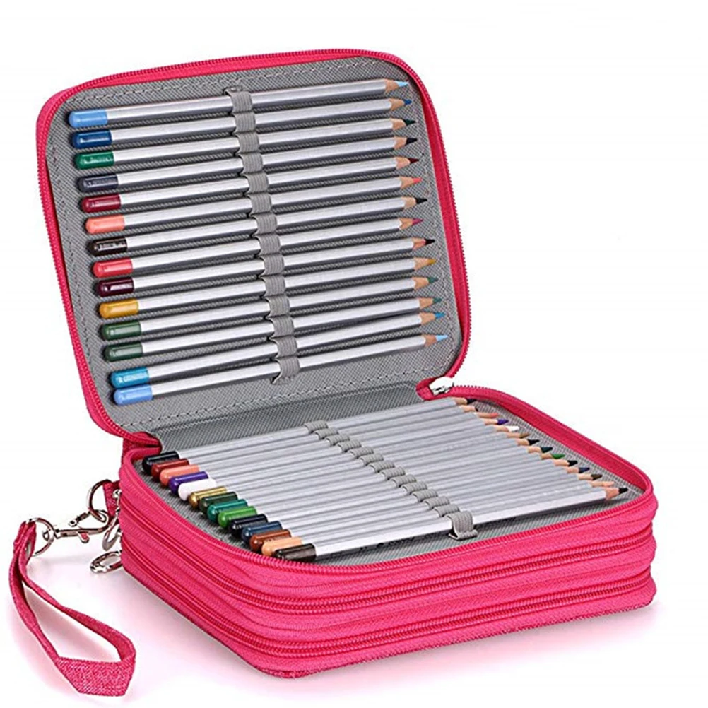 

1pc 78-holes Painting Pen Bag Student Stationery Bag Pencil Storage Bag for Pencil Pen Organize(Rose Red)