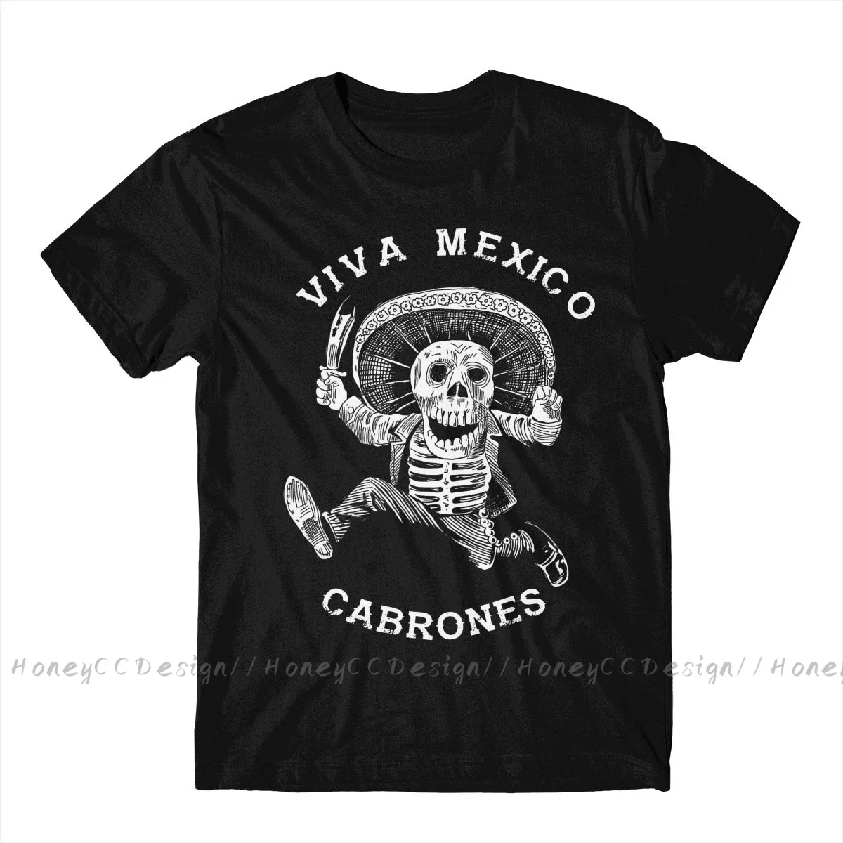 Mexican Sugar Skull T-Shirt Viva Mexico Cabrones Mad Mexican Dead Mariachi Premium Unique  Shirt Crewneck Cotton for Men TShirt