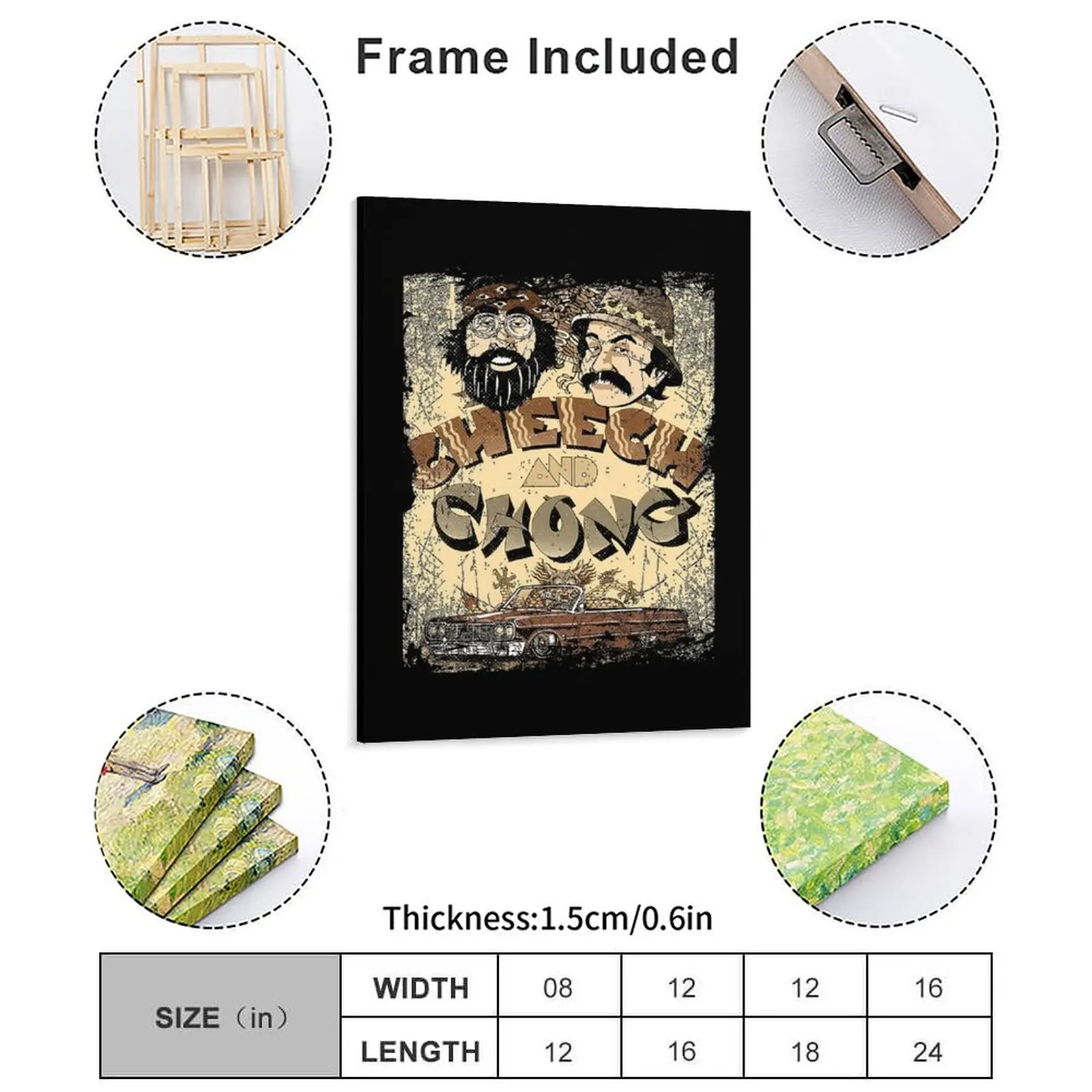 Cheech And Chong S Comedy Legends Canvas Painting Plaques Decoration Print Club Pub Framed Wall Paintings