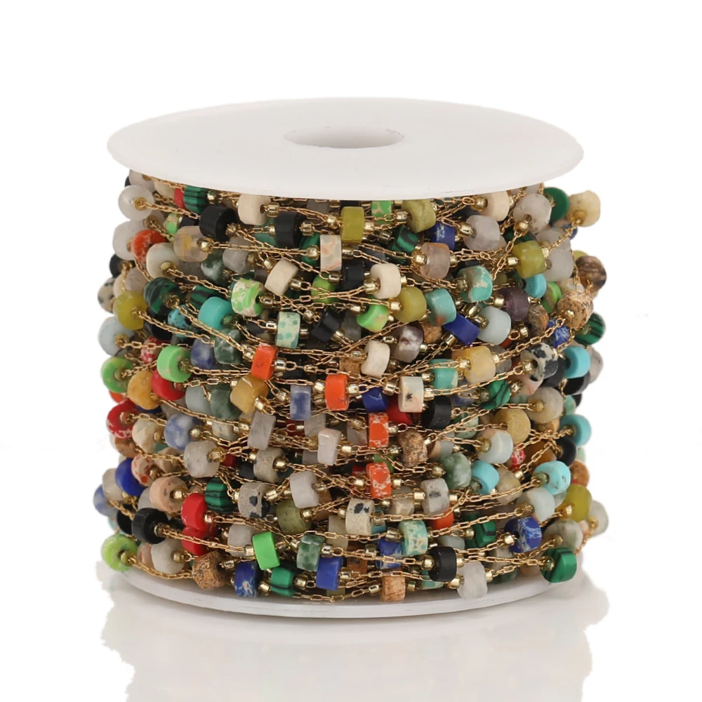 1 Meter Zylinder aus Naturstein mit Edelstahlketten für DIY-Schmuckherstellung, Halskettenzubehör, Armbandkomponenten und Zubehör – Detail 5