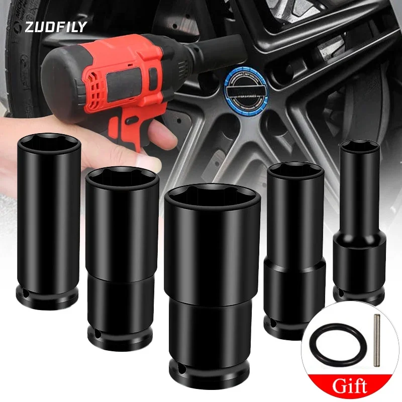 1/2 Inch Extended Impact Socket Hexagonal Metric Sockets 8-30mm CR-V Auto Repair Extended Sockets Length 78mm for Car Repair