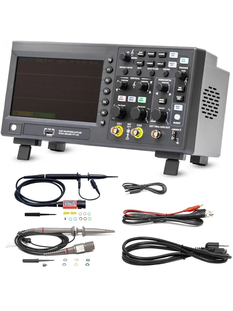 

Digital Storage Oscilloscope 100MHz Bandwidth 2CH Dual Channel 1GSa/s 8M Memory Depth with High Voltage Probre