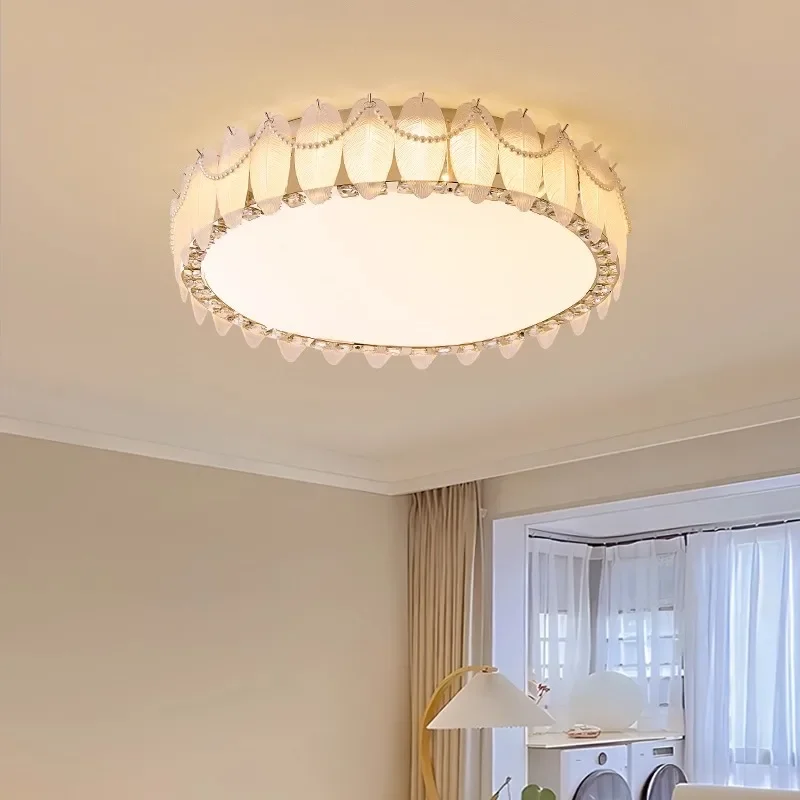 Living room ceiling lamp Internet celebrity cream wind home creative personality feather lamp, whole house,