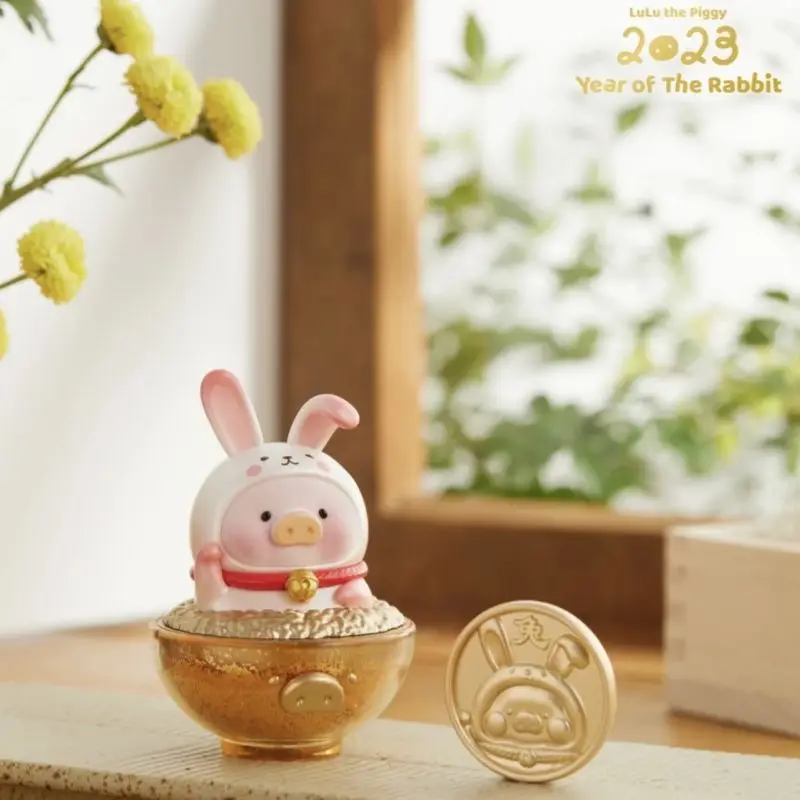 

Lulu Pig Worry-free Golden Rice Bowl Elevator Limited Sales Pvc Action Anime Figures Kawaii Ornaments Girl Birthday Gifts Toys