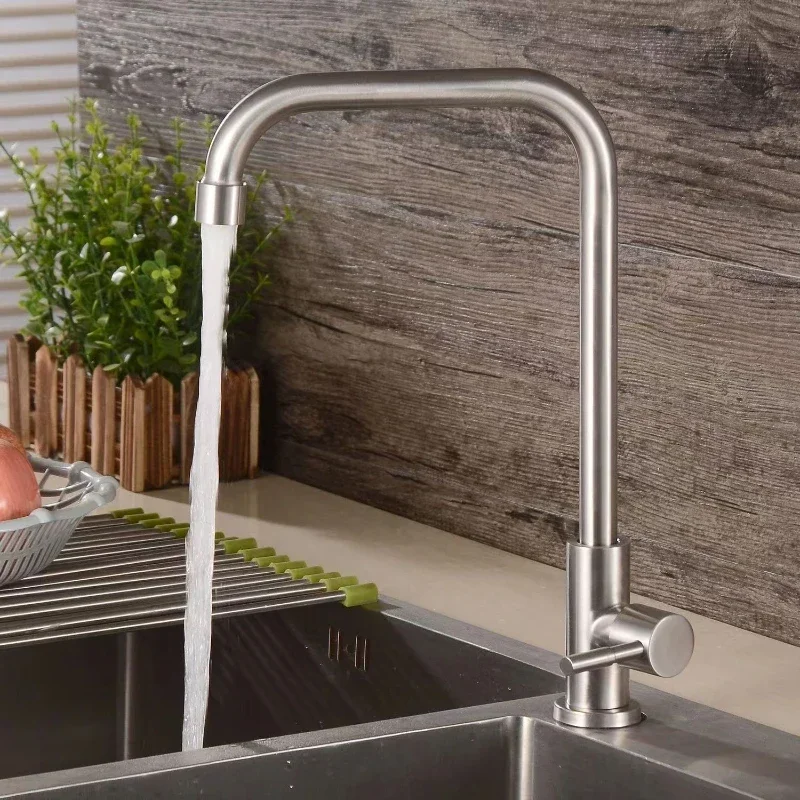 SUS304 stainless steel ball single cooling vertical vegetable basin faucet black wall type universal rotating faucet
