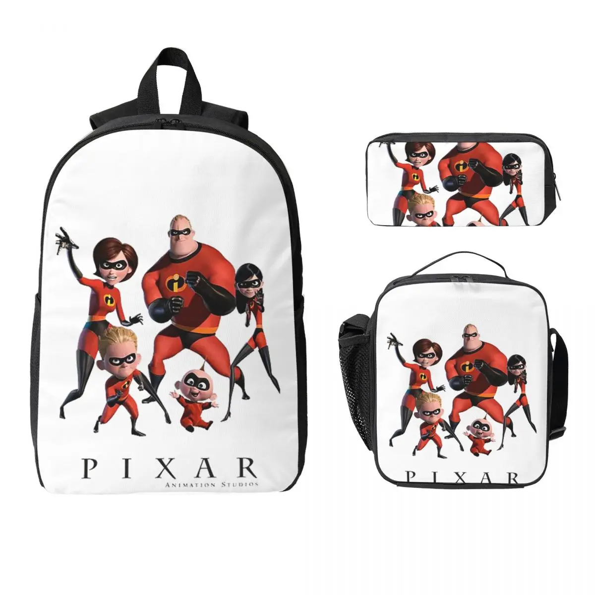 

The Incredibles Backpack Student Boys Girls BookBag School Bag Computer Shoulder Bags 3ps Insulated Lunch Bag Pencil Case