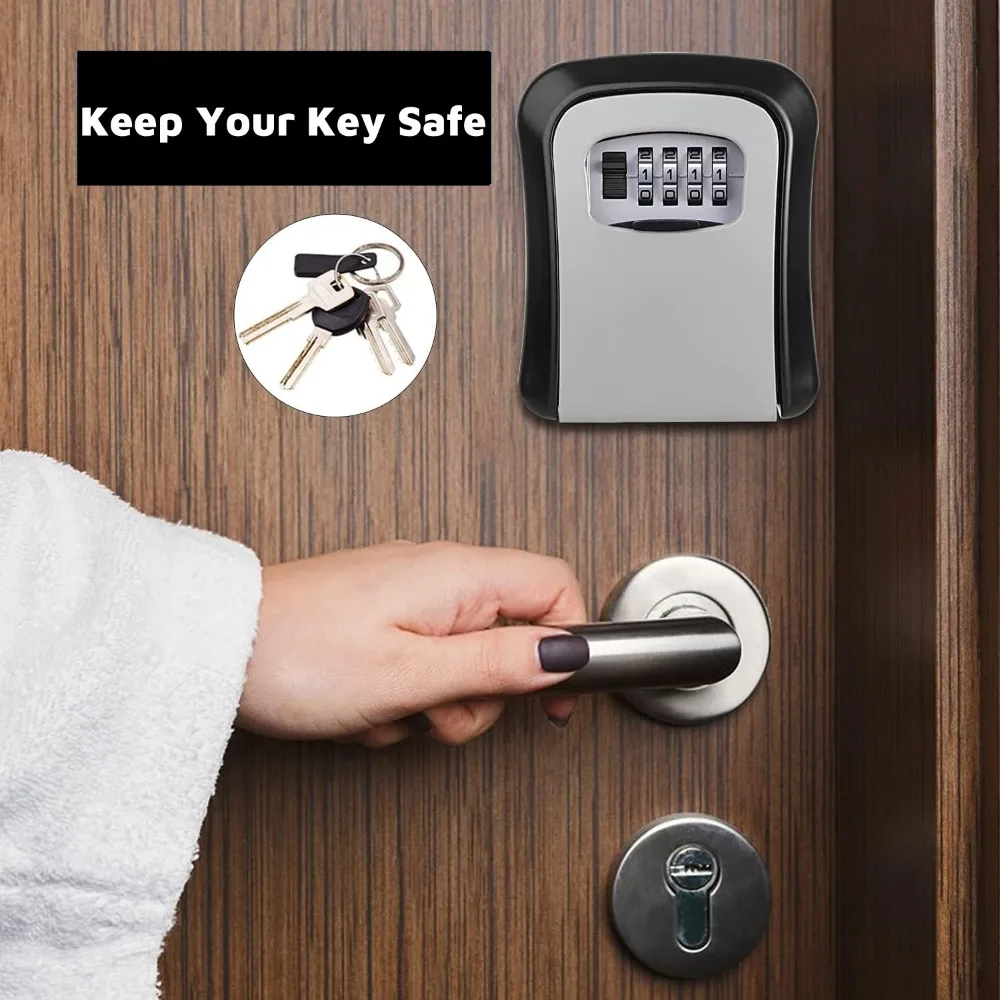 1pc Wall Mount Key Lock Box,4 Digit Password Code Security Lock,Secure Home Hotel Emergency Travel,Storage Box Organizer
