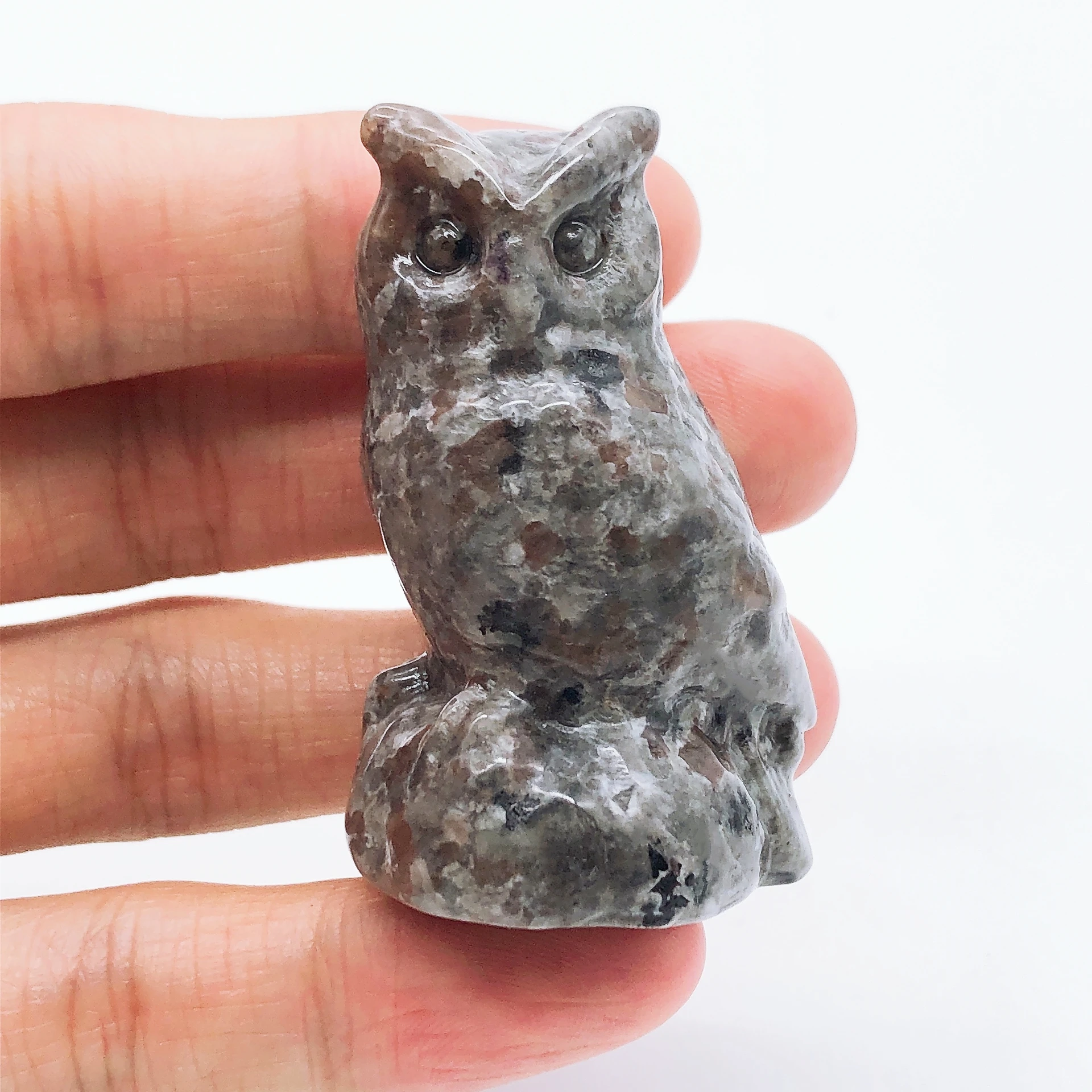 50mm Yooperlite Owl Figurine Fluoresce Sodalite Natural Crystal Flame Stones Carving Energy Healing Spiritual Home Decor Gift