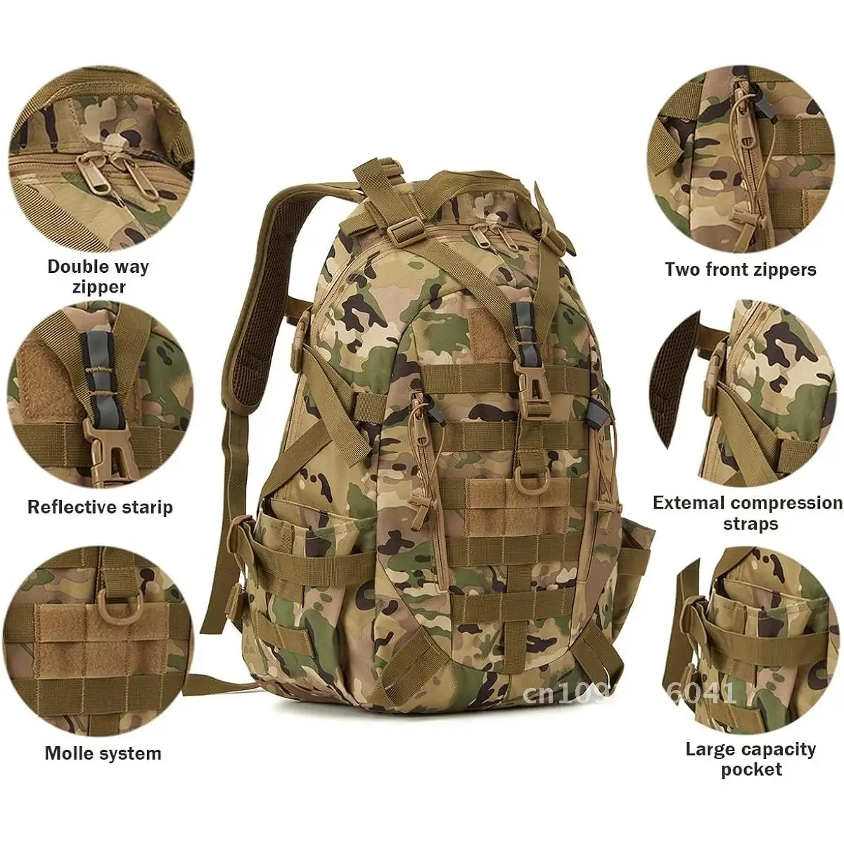 QT & QY-Sac à dos DulBackpack pour hommes, sacs de voyage en plein air, sacs à dos de randonnée de camping, sacs de coulée, sac à dos d'escalade Molle de survie, 40L