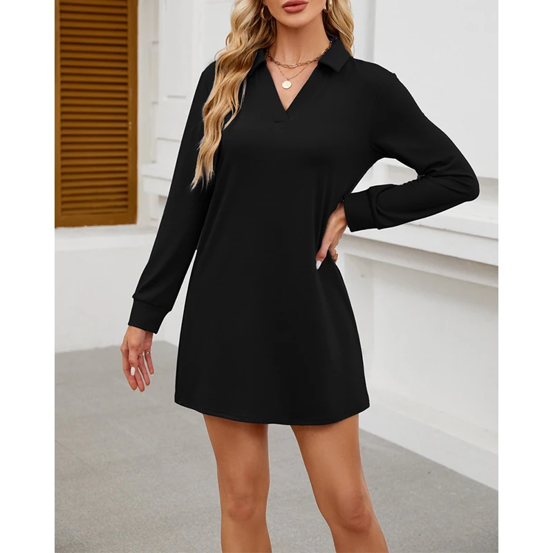 2025 robes pour femmes décontracté à manches longues confortable t-shirt robe mode couleur unie tenues d'automne