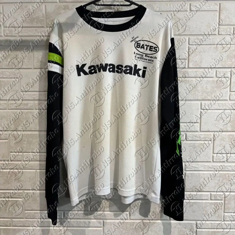 

Мужской трикотаж Kawasaki для гонок на мотоциклах, дышащая, быстросохнущая, удобная рубашка с длинными рукавами для грязи и езды на горных велосипедах