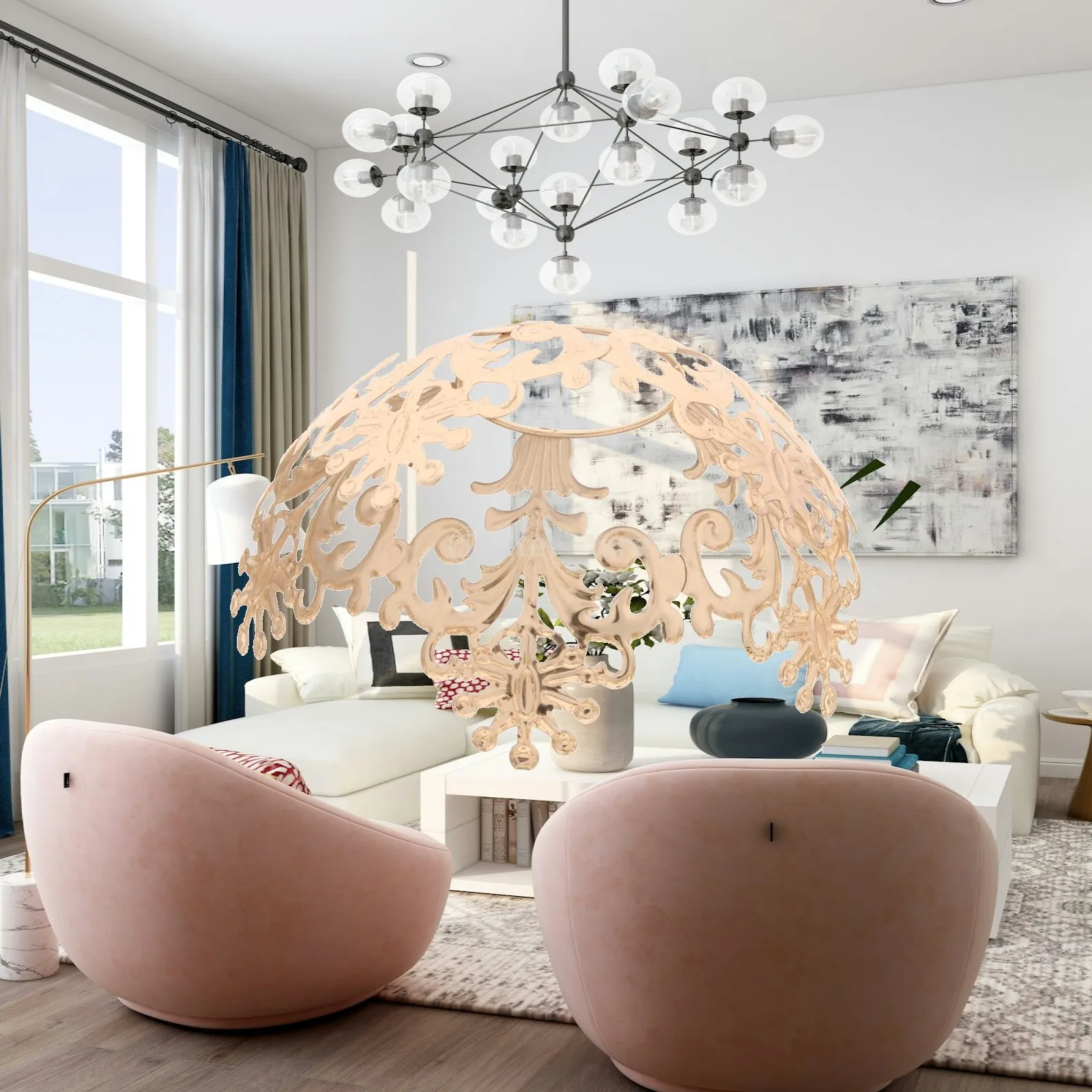 Iron Cage Ceiling Light Cover Pendant Lampshade Chandelier Shade Night Lights Decor for Dining Living Room