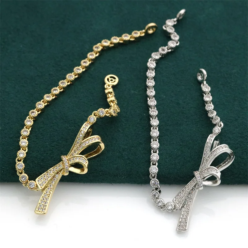 DIY Accessories Silver Plated Bow Connection Buckle Pearl Pendant