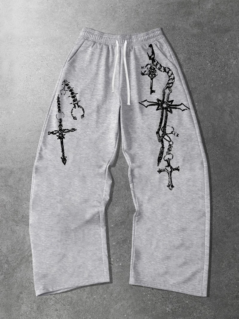 

Gothic Fashion Design Printed Men Casual Sports Jogging Pants, Warm and Comfortable Autumn and Winter Fashionable Sanitary Pants