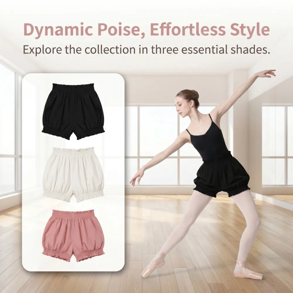 Pilates High Waist Dance Shorts Elastic Waistband Nylon Ballet Shorts Comfortable Body-Hugging Fit Safety Pants Women