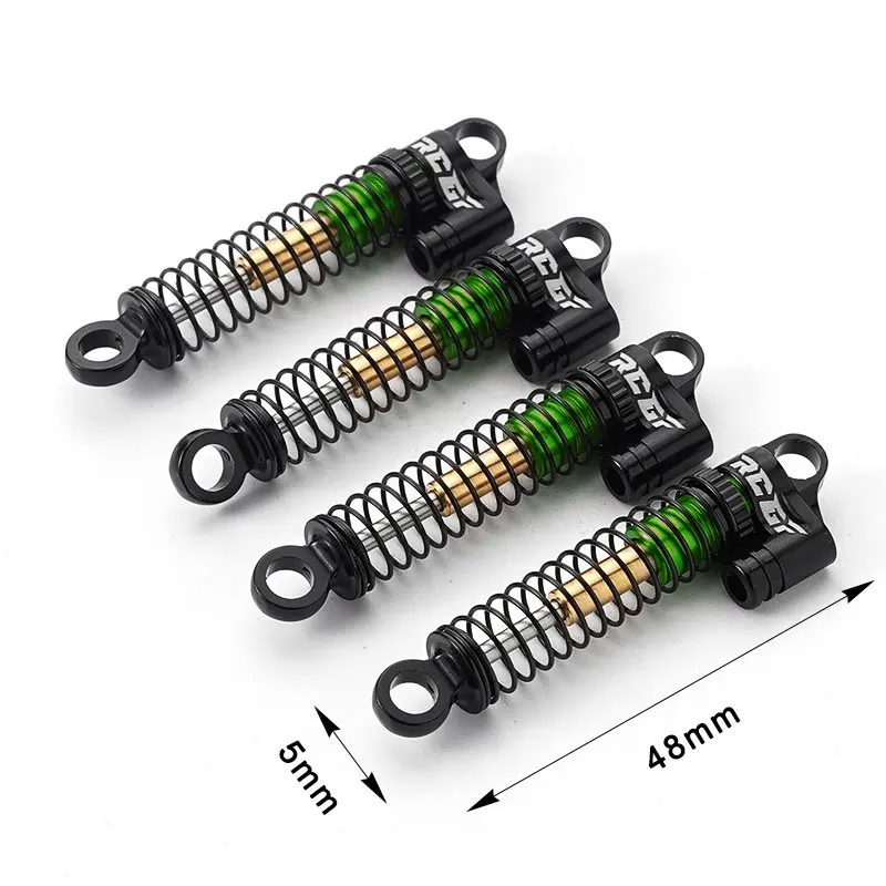 RCGOFOLLOW 4pieces Aluminum Alloy Smooth Front Rear Shock Absorber For 1/24 Rc Front Rear Shock Absorber Axial SCX24 Black