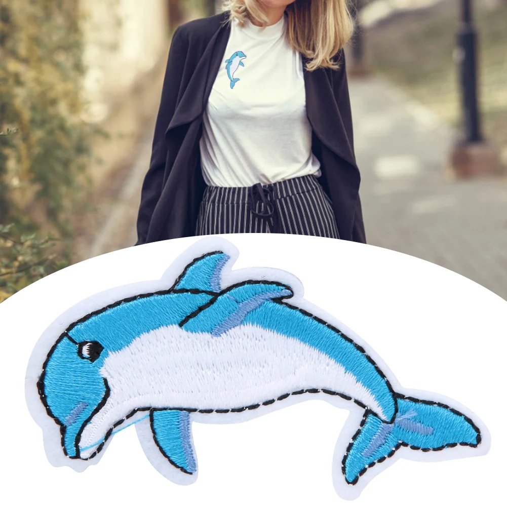 20Pcs HandMade Dolphins Pattern Sewing Embroidery Cloth Patches Clothes Accessories