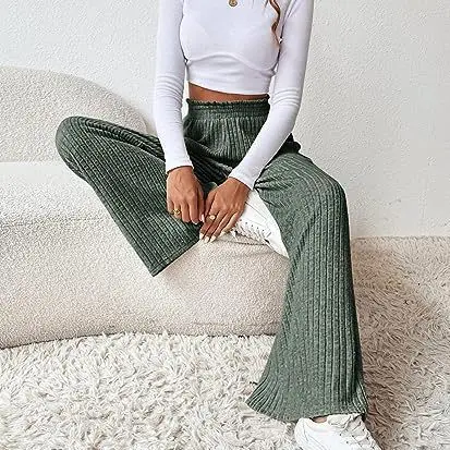 2024 Women's Casual Pants New Casual Loose Light Gray Knitted Pants Women Clothing Ropa Mujer Juvenil Korean Reviews Clothes