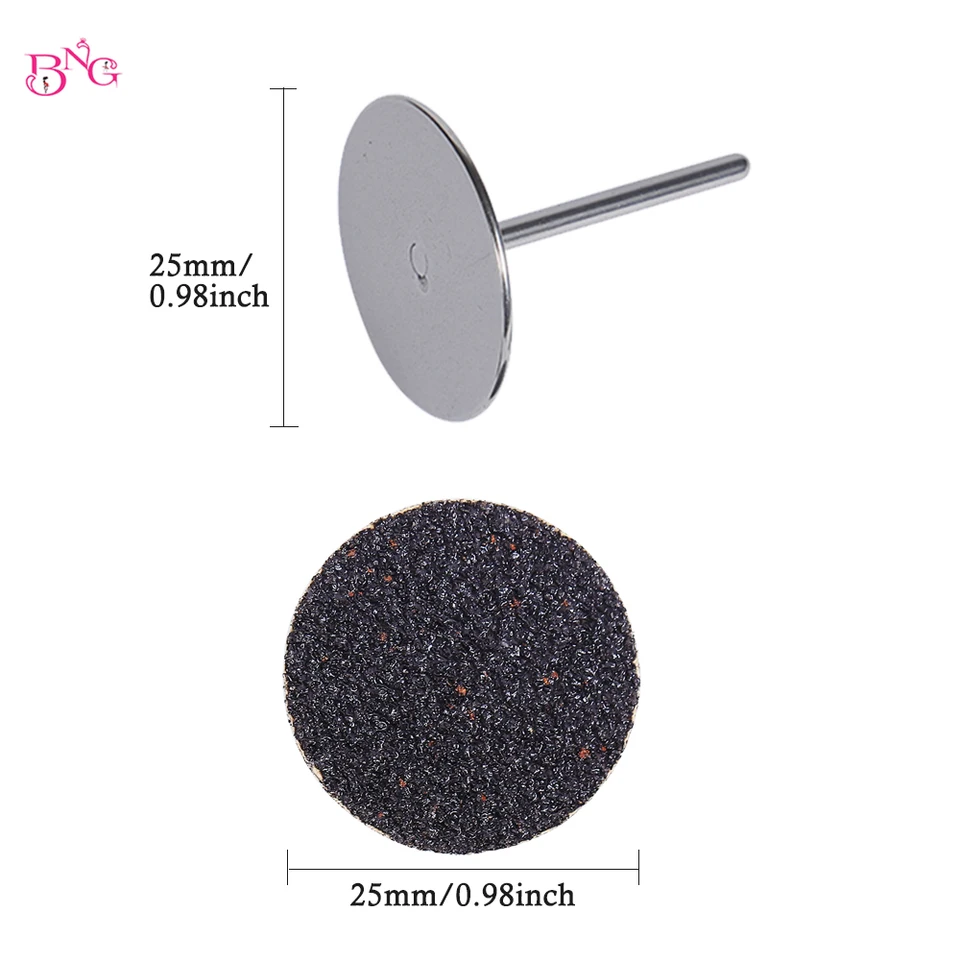Discos de Papel de Lija Repuestos 3/32'' Eje Disco Metálico para Eliminación de Piel Muerta Callos 25mm Lima de Pies Manicure Pedicure 3