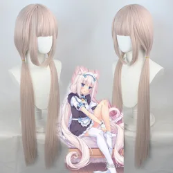 Anime NEKOPARA Vanilla Cosplay Wig Long Vanilla Light Pink Heat Resistant Synthetic Hair Wig
