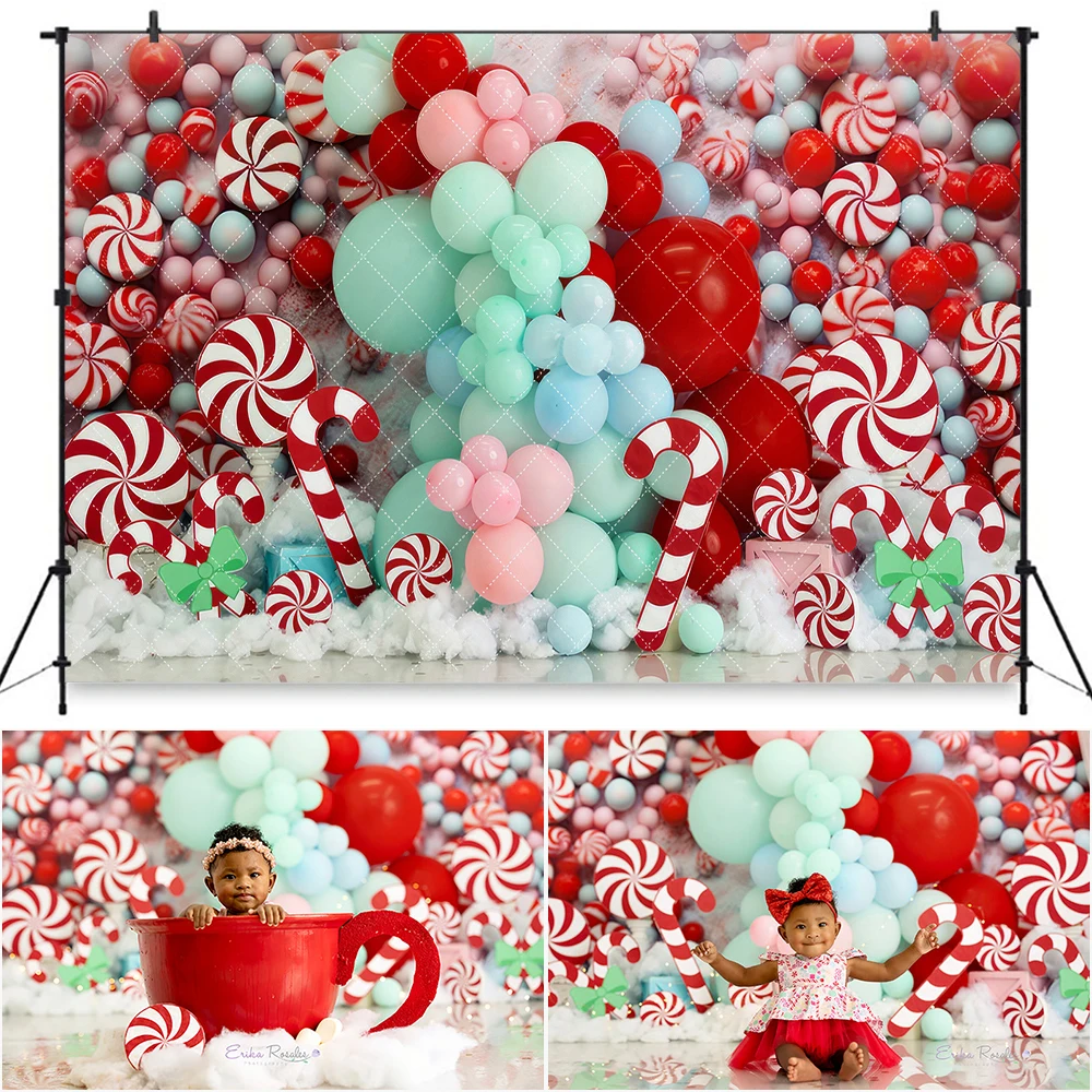 Peppermint Party Photo Background Christmas Candy Photography Backdrops Kids Baby Cake Smash Photo Studio Props Photocall