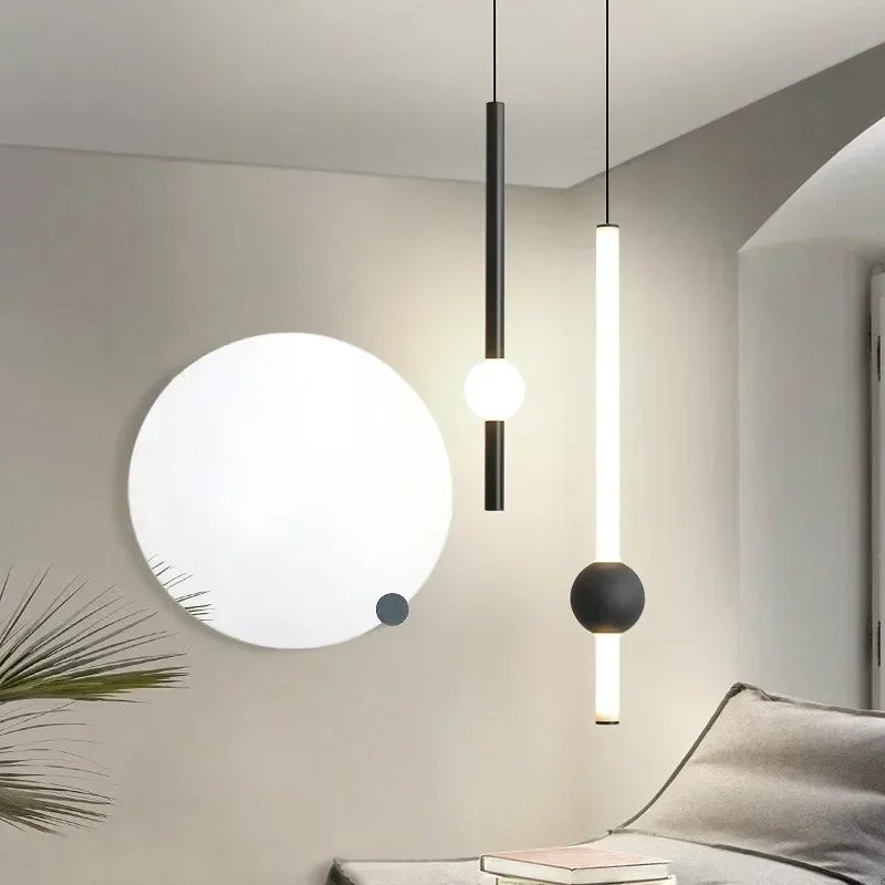 Modern Pendant Lights for Living Room Bedroom Shop Hanging Lamps Fixture Luminaire Glass Rod Long Lighting Black Gold Decoration