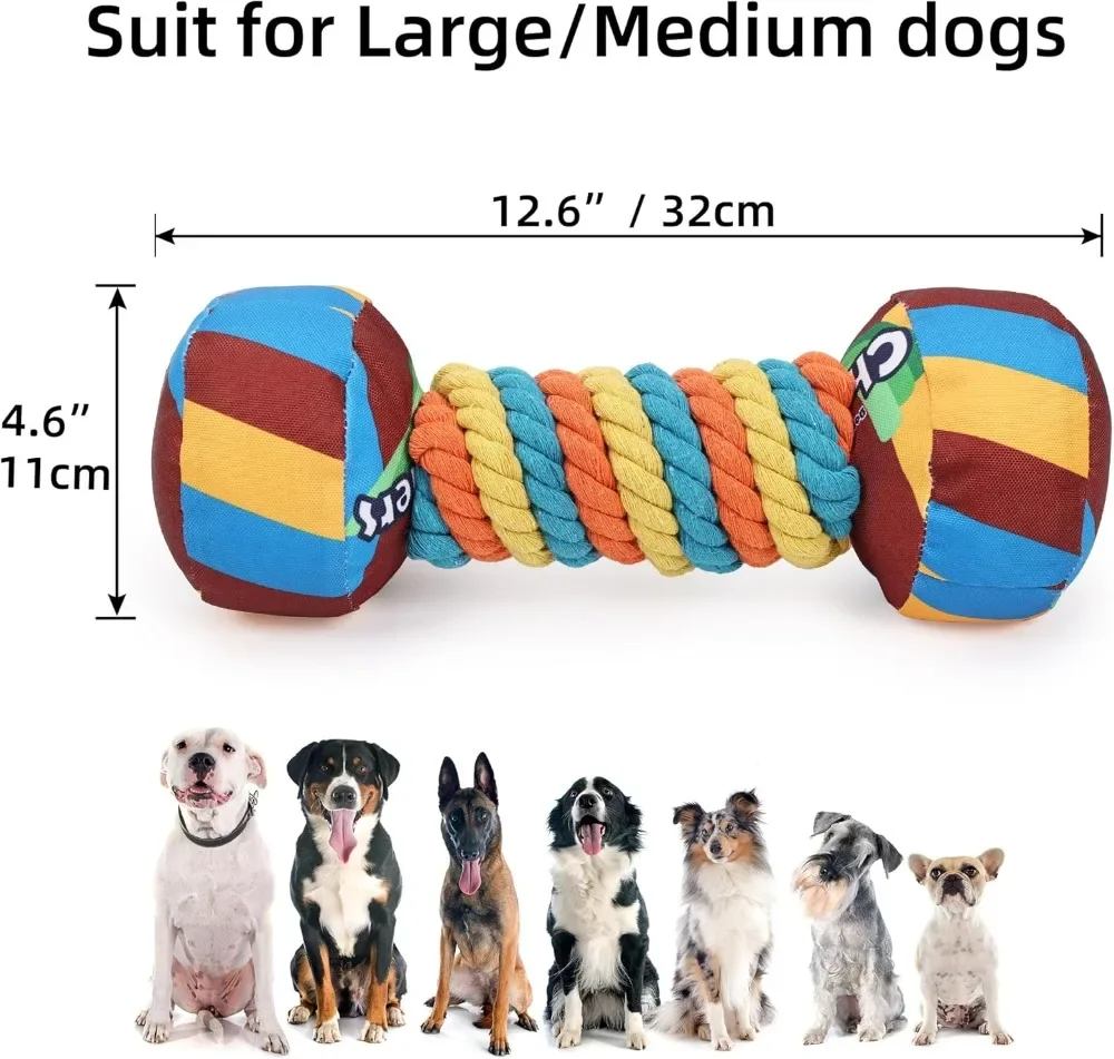 Rainbow Dumbbell Pet Toy, With Vocal Training and Teeth Grinding and Cleaning Dog Toys for Interaction