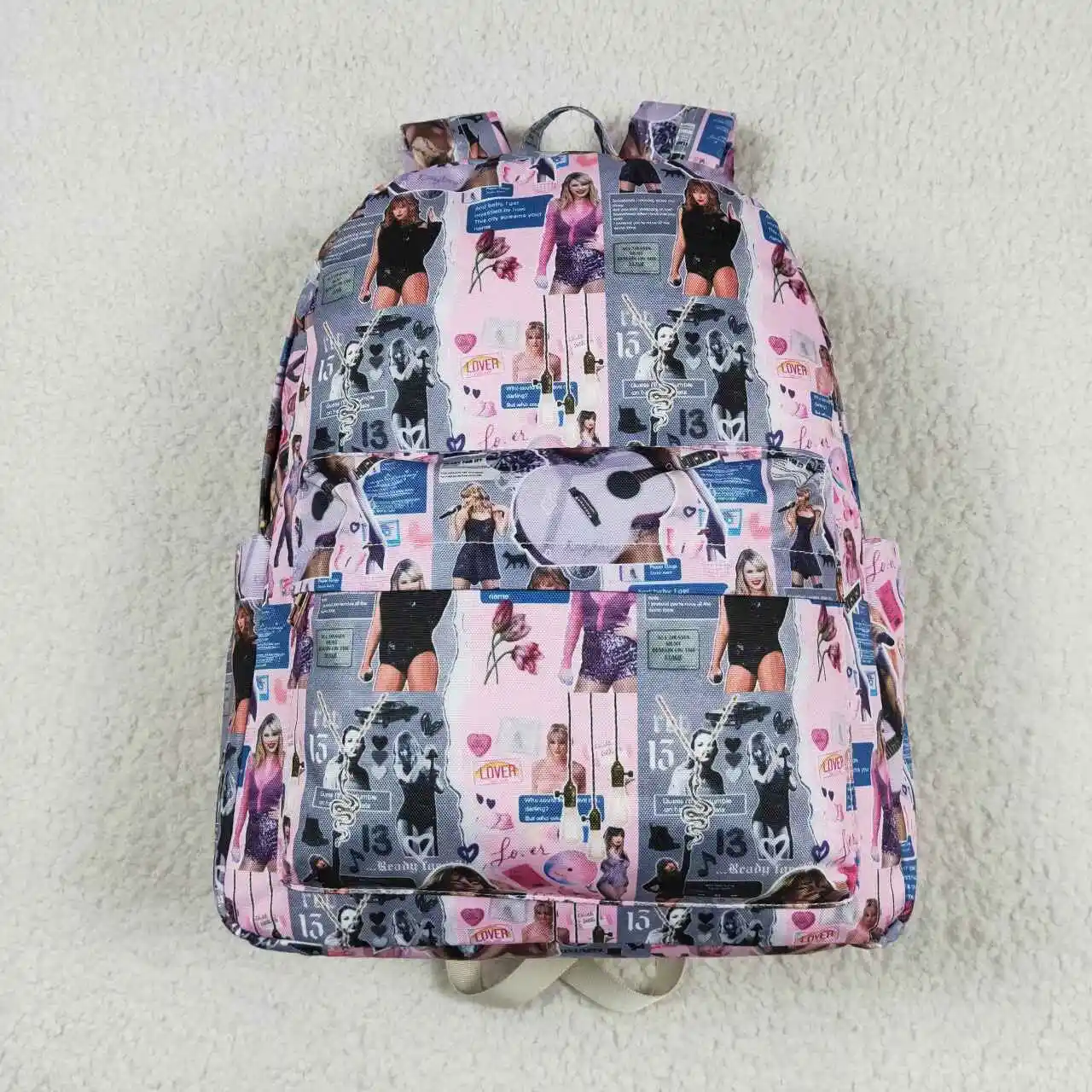 Fashion Back To School Singer Pink Grey Backpack Wholesale Boutique Children Outfit Clothes RTS