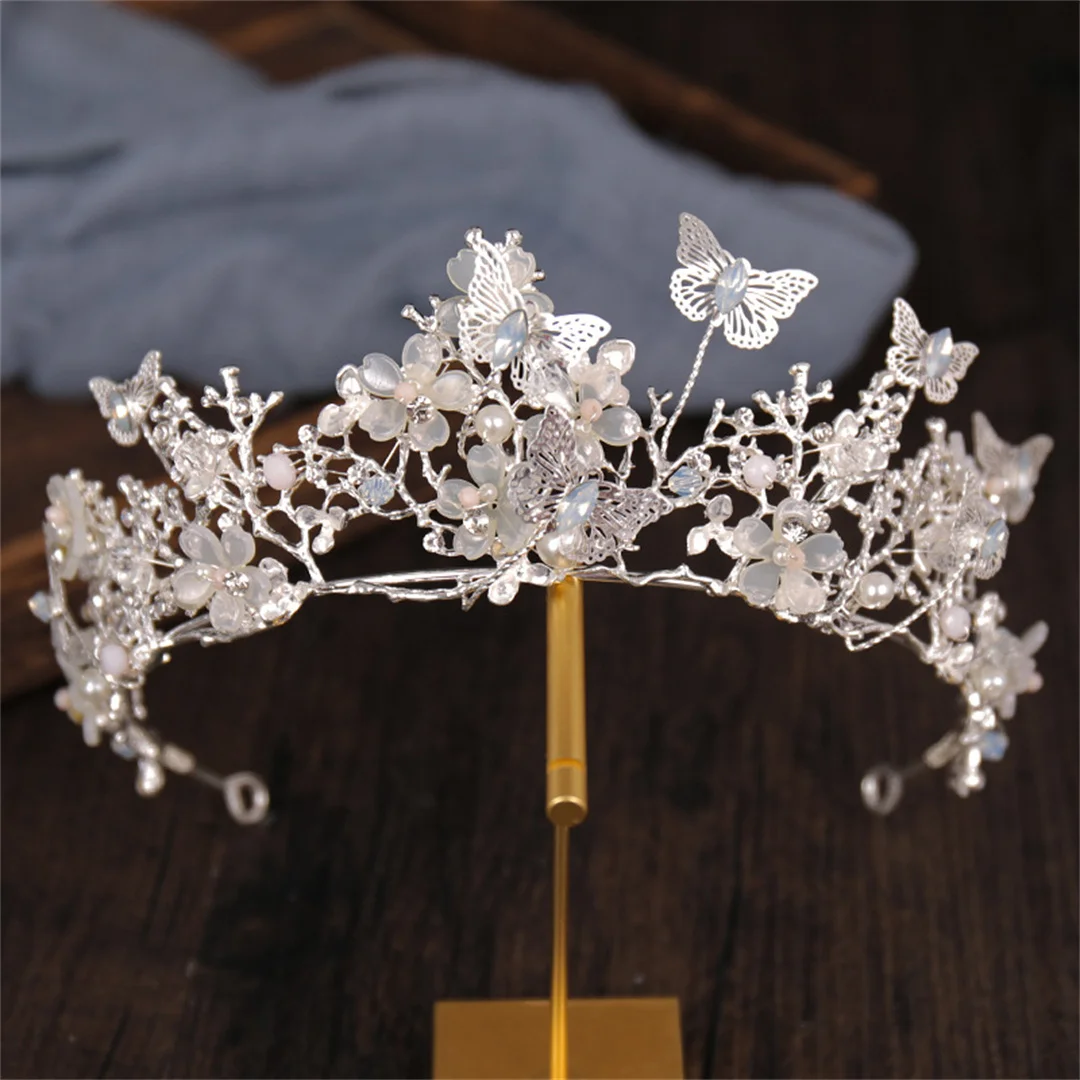 Bridal tiar, Handmade crown butterfly crystal crown headband bride wedding tiara match