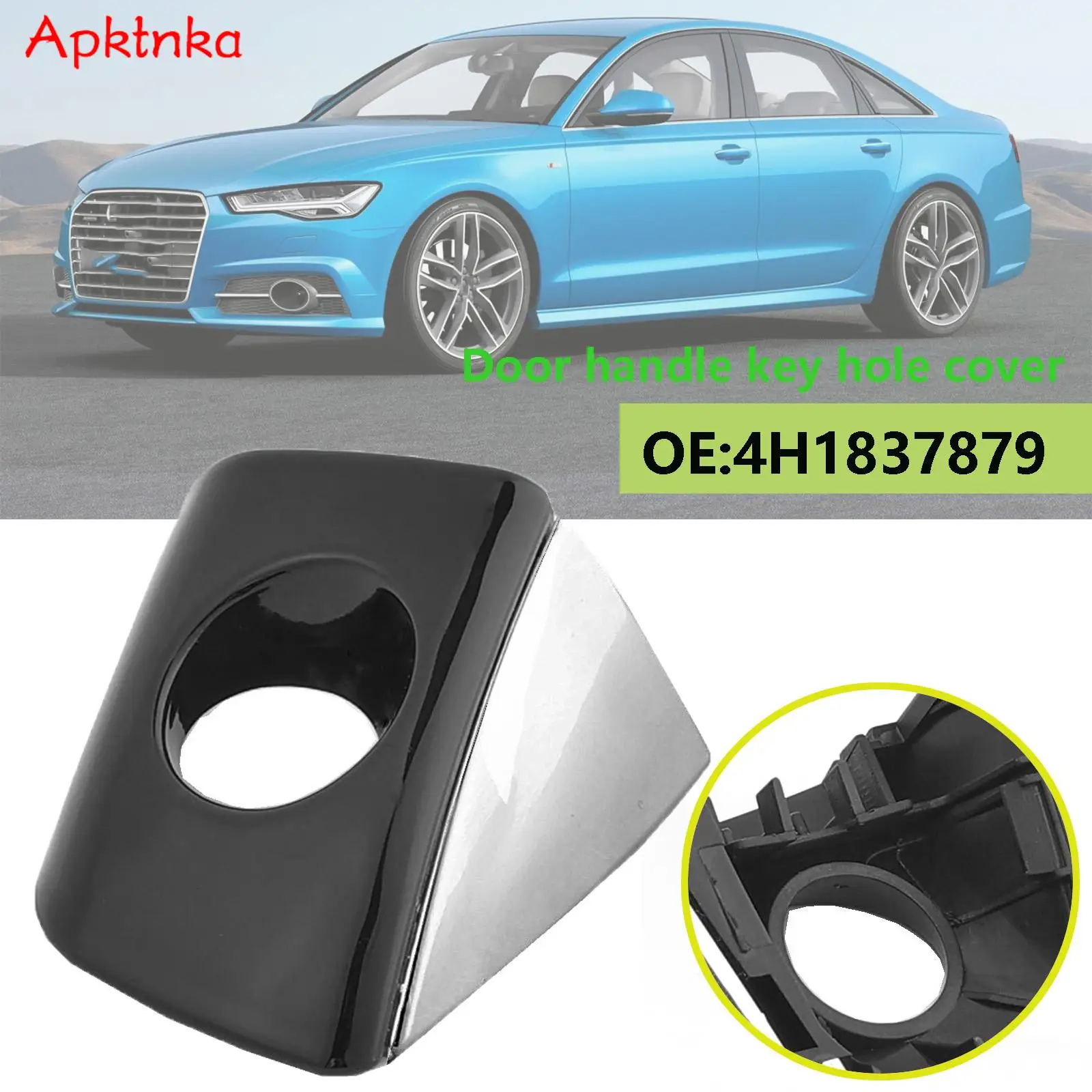 Door handle key hole trim cover Black chrome car exterior front left for Audi A6 A7 A8 RS6 RS7 A6/S6 A8/S8 4H1837879 2014-2016