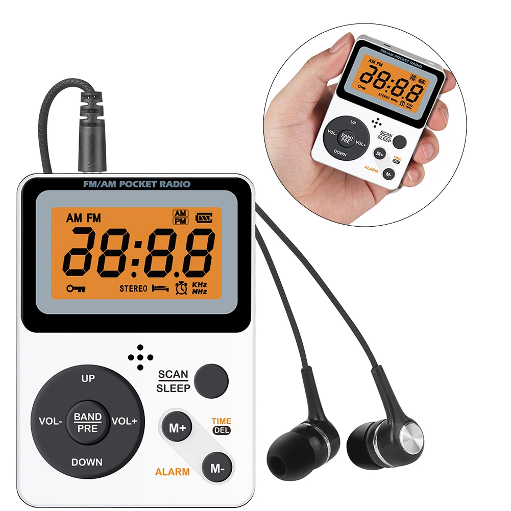 Portable Pocket FM/AM Radio With Earphone, Large Screen & Sleep Timer! Pocket FM/AM Radio Is Designed