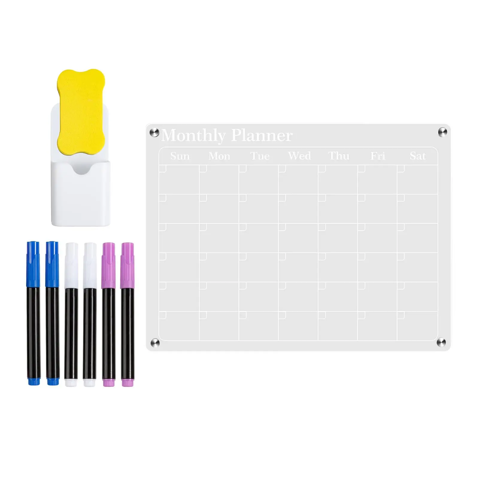 

Acrylic Dry Erase Board Memo Reminder Portable Whiteboard Planner Board with Markers for Fridge Tasks Planning Activities Office