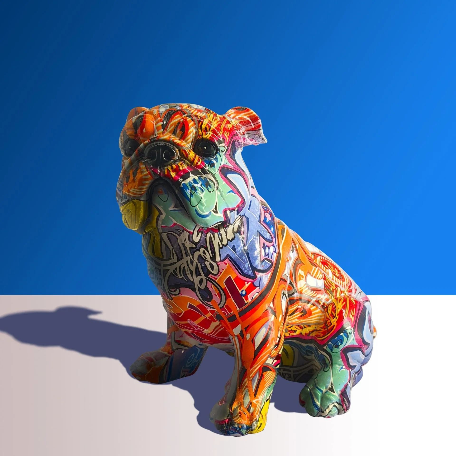 Creativity Modern Art Colorful French Bulldog Statue Graffiti Office Ornaments Printing Resin Dog Home Decorations Crafts