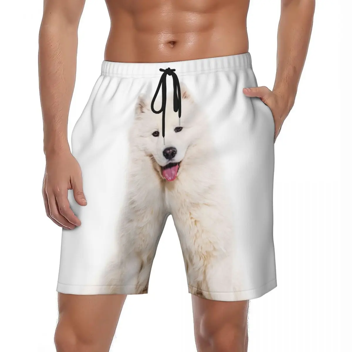 

Мужские шорты для доски Samoyed Dog, милые гавайские плавки с милыми животными, белые быстросохнущие шорты для бега, серфинга, модные пляжные шорты большого размера