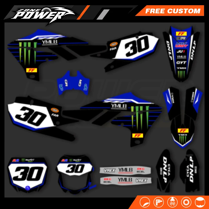 Powerzone Custom Graphics Background Decals Sticker Kits for Yamaha 19-23 YZF250 18-22 YZF450 19-22 WRF450 20-23 WRF250