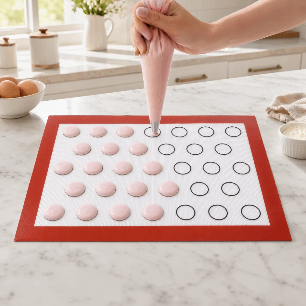 Food Safe Silicone Silicone Baking Mat Nonstick Red Oven Liner Heat Resistant Macaron Baking Mat Cookie Making