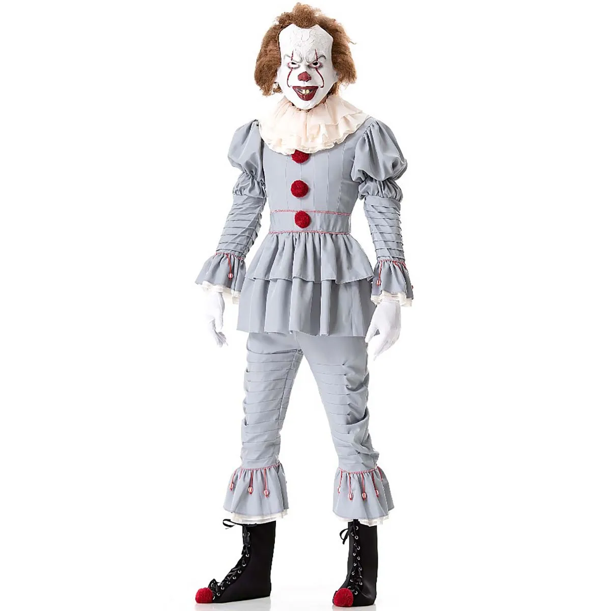 Adulte hommes Halloween terreur Clown Cosplay Anime Clown résurrection Costume avec masque