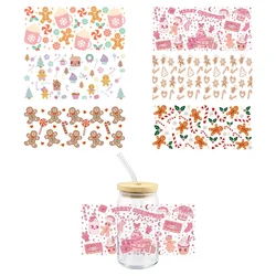 Christmas UV DTF Wrap Transfer Stickers Cartoon Gingerbread Man Design DTF Wrap For Glasses Cups Mugs Decal