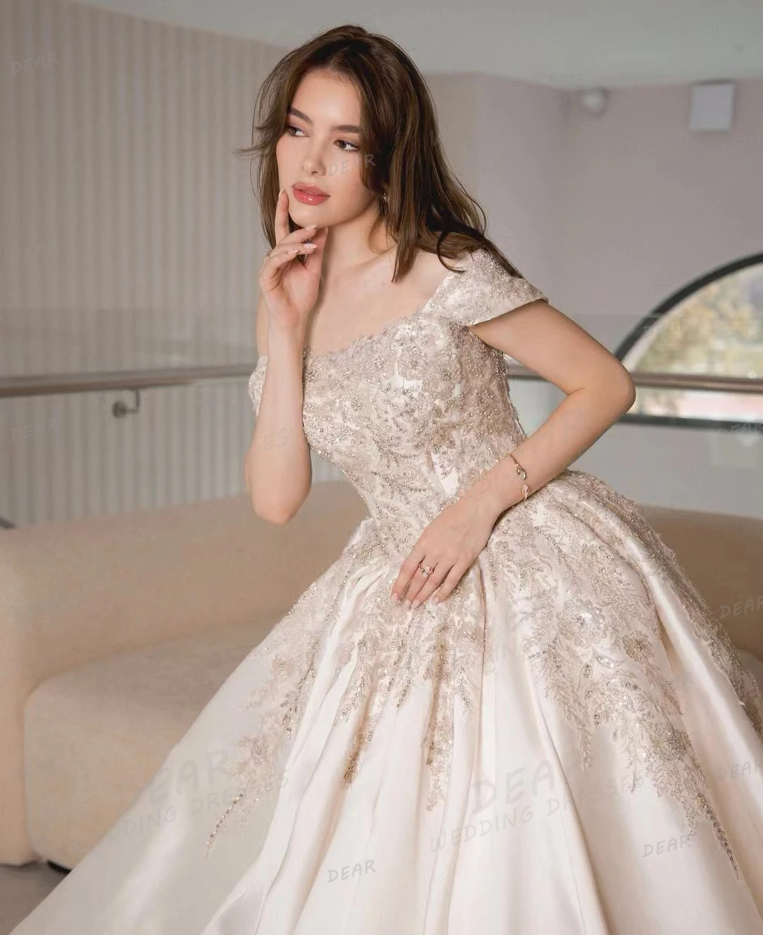 Exquisite Elegant Princess A Line Wedding Dresses Woman's Sexy Appliques Bridal Gowns Off Shoulder Boat Neck Vestidos De Novia