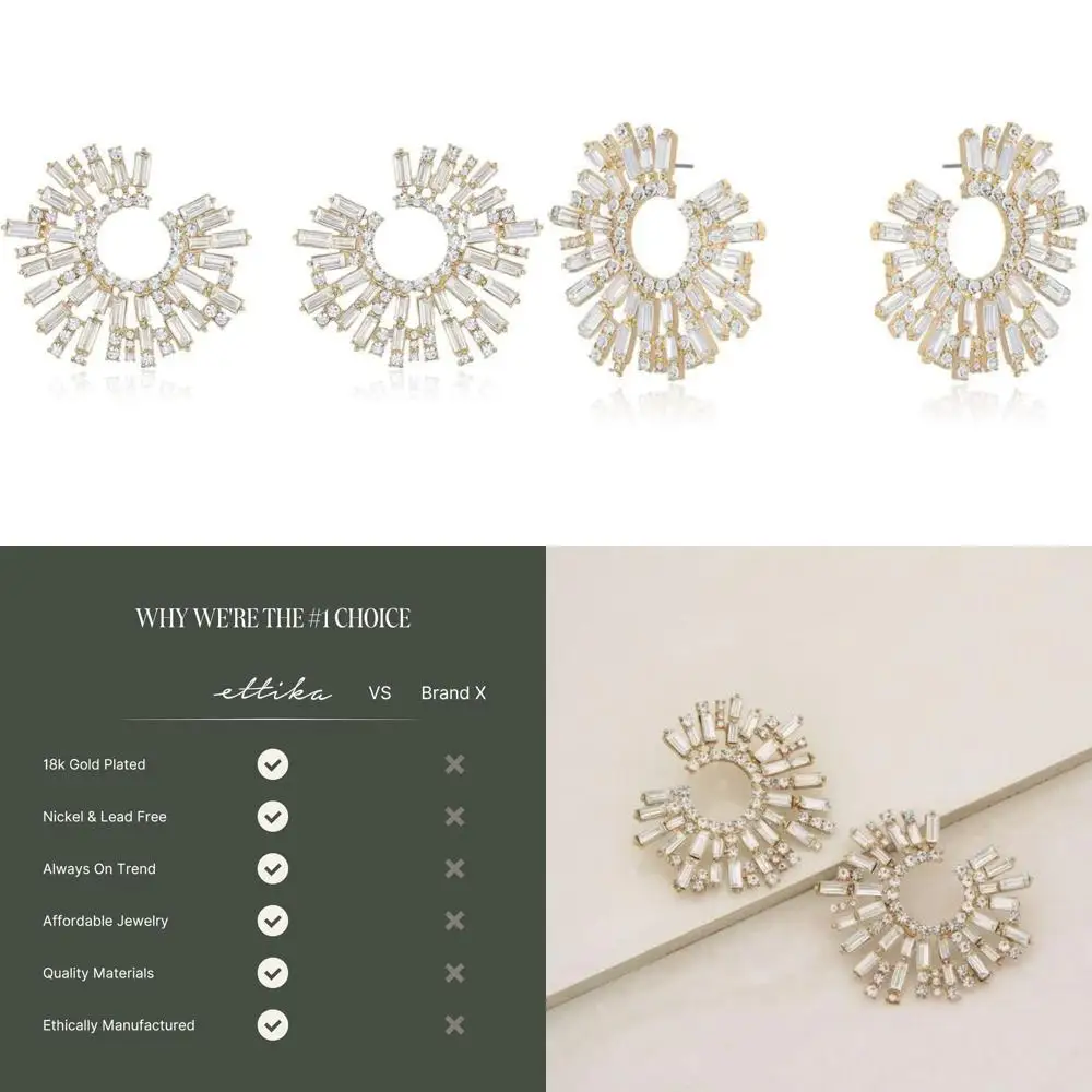 

Women's Green Crystal Stardust 18k Gold-Plated Stud and Hoops Earrings - Perfect Birthday Gifts for Her