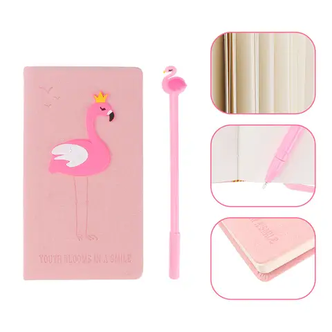 Pink Flamingo Notebook Journal Set Creative Diary Blank Pages Gift Box Flamingo Party School Stationery Notebooks for