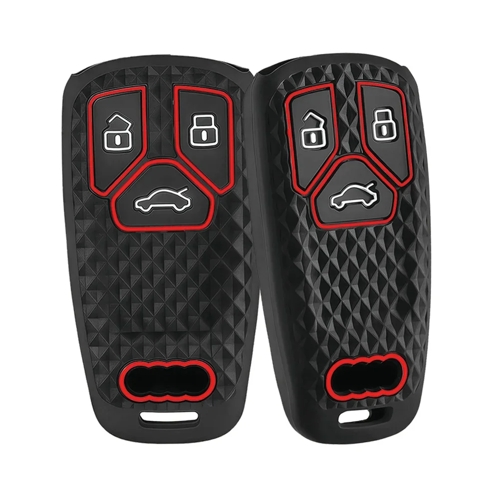 Stylish Embossed Texture Key Wrap For Audi TT 8S A4 B9 A6 4M Q5 Q7 Flexible Silicone Interior Fob Accessory