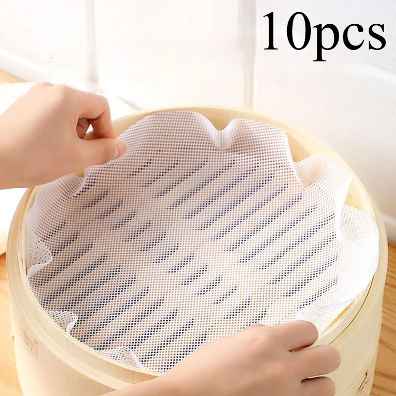 10pcs Reusable Non-Stick Steamer Mats, Suitable for Cooking Steamer Trays, Hand Wash Solely